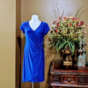 Ronni Nicole Blue Twist Front Jersey Dress Size 8